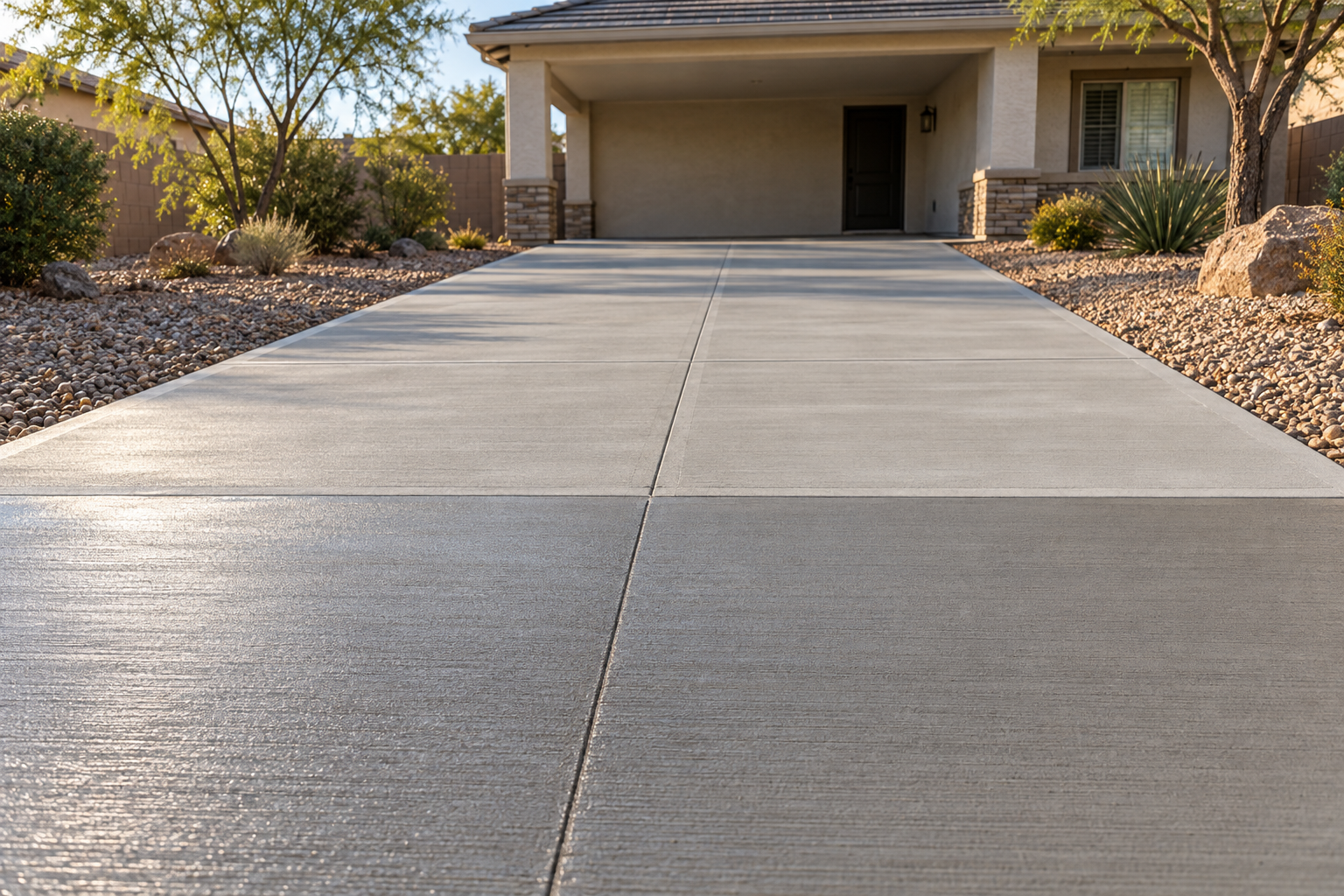 concrete resurfacing overlay on a worn driveway in Albuquerque