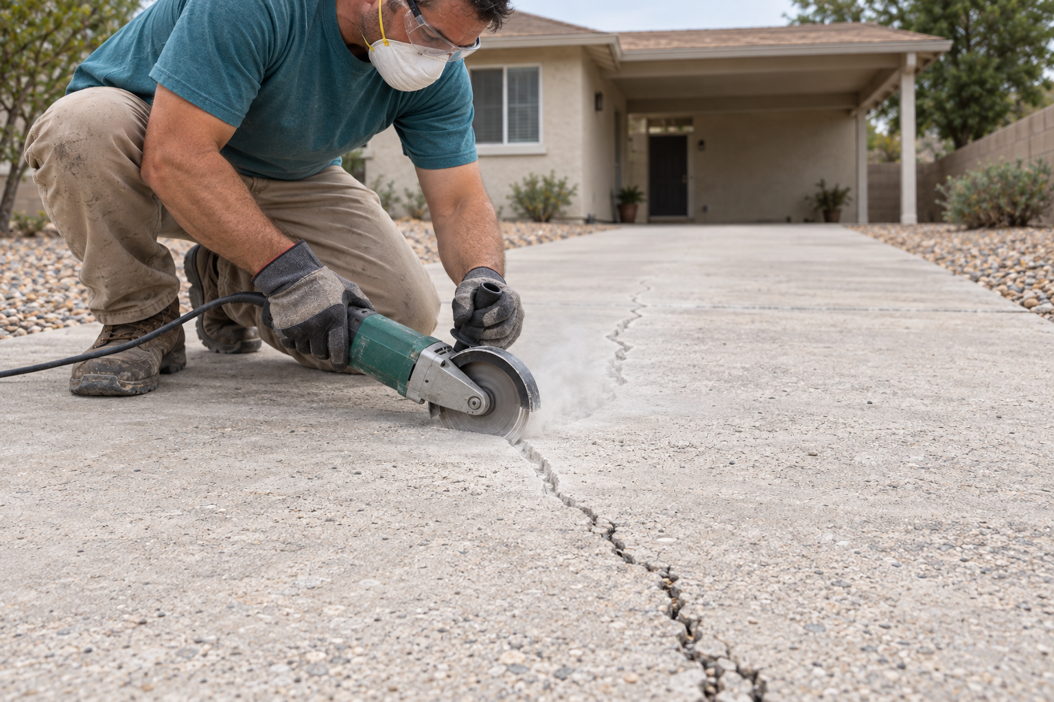 concrete repair on a Bernalillo driveway