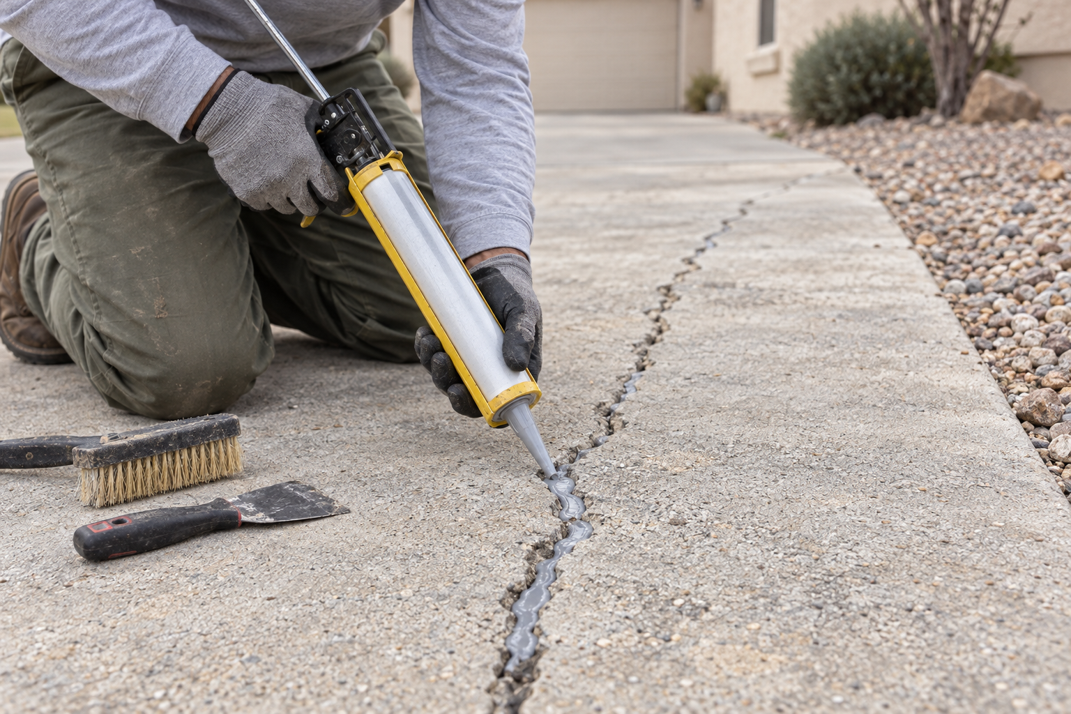 concrete repair on a Los Ranchos de Albuquerque driveway
