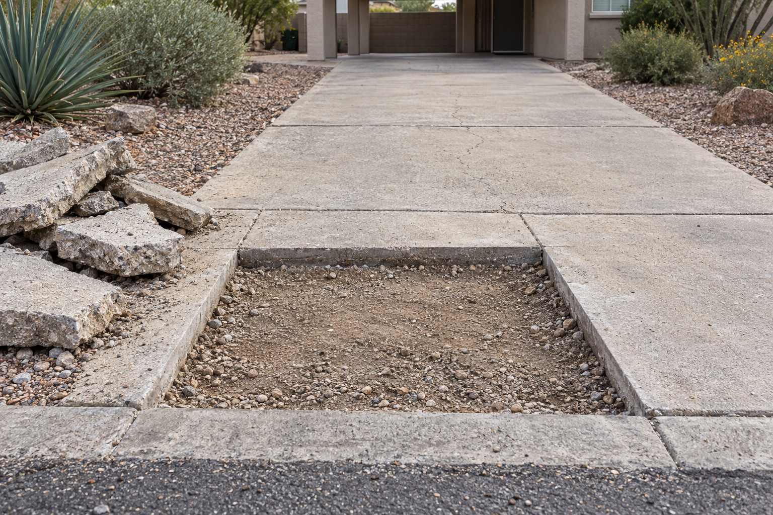 concrete repair on a North Valley driveway