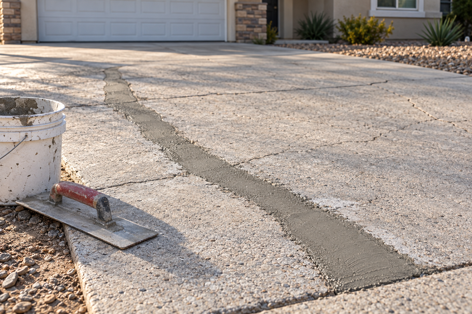 concrete repair on a South Valley driveway